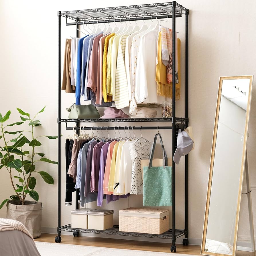 ドウシシャ ルミナス ノワール ハンガーラック 2段 幅110 奥行40 Y96 Amazon｜ドウシシャ ルミナス ノワール ハンガーラック 2段 幅